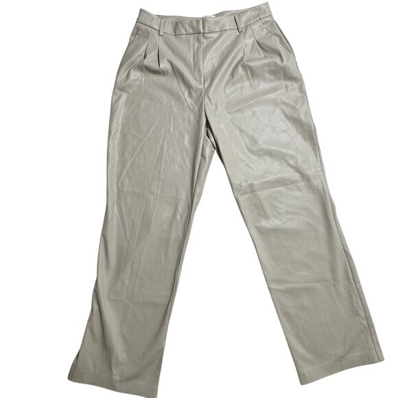 House of Harlow 1960 Vegan Leather Gray Pants Sz 12 Straight Leg NWT - Picture 1 of 8